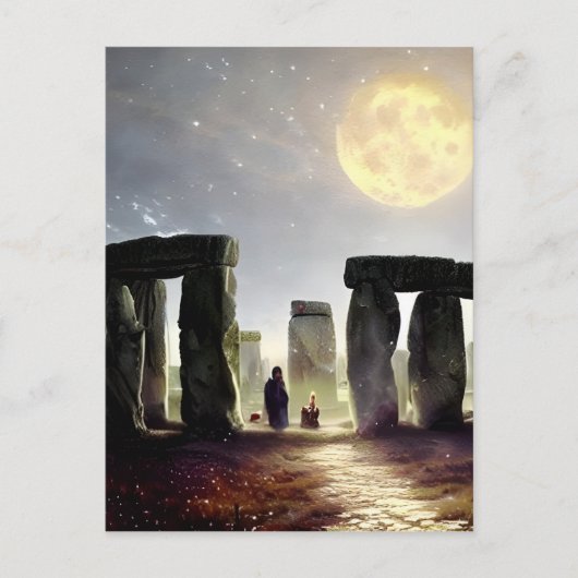 Moonlight over Stonehenge Digital Art Briefkaart (Voorkant)