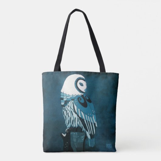 Moonlight Owl Art Tote Bag (Achterkant)