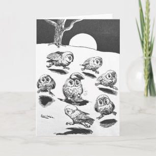 Moonlight Owls beroemd gemaakt door Louis Wain Kaart
