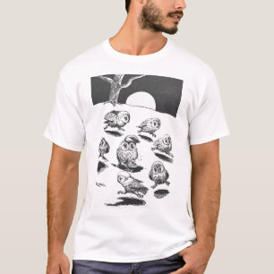 Moonlight Owls beroemd gemaakt door Louis Wain T-shirt