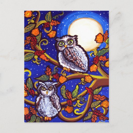 Moonlight Owls Briefkaart (Voorkant)