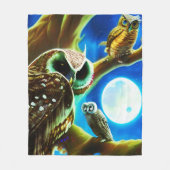 Moonlight Owls Fleece Deken (Voorkant)