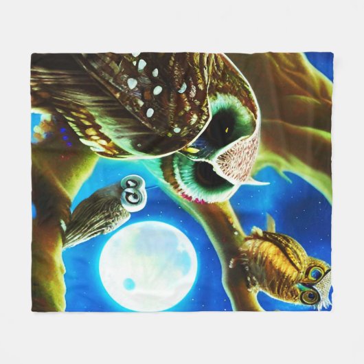 Moonlight Owls Fleece Deken (Voorkant (Horizontaal))