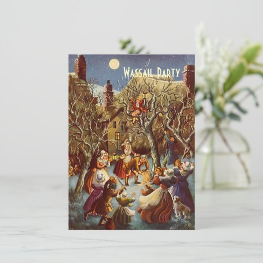 Moonlight Party Wassail Holiday Seizoen Uitnodigin Kaart (Staand voorkant)