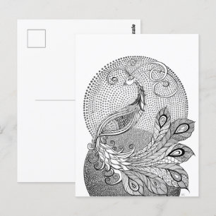 Moonlight Peacock Briefkaart