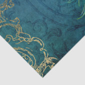 Moonlight Peacock n Feathers Blauwgroen Gold Decou Tissuepapier (Detail)