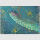 Moonlight Peacock n Feathers Blauwgroen Gold Decou Tissuepapier (Voorkant)