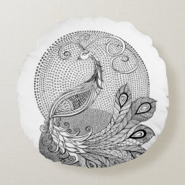 Moonlight Peacock Rond Kussen
