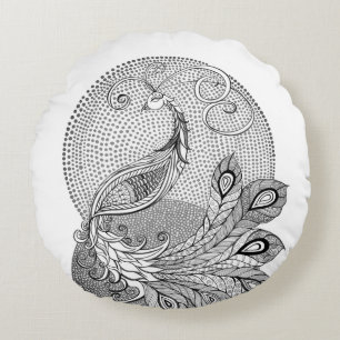 Moonlight Peacock Rond Kussen