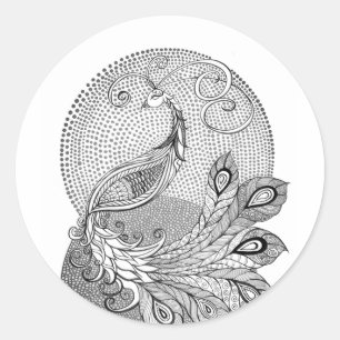 Moonlight Peacock Ronde Sticker
