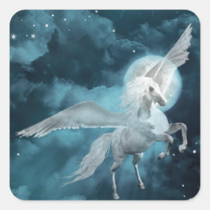 Moonlight pegasus vierkante sticker