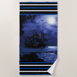 Moonlight Pirates Ship Beach Towel Strandlaken