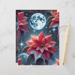 Moonlight Poinsettia Patroon Scrapbook Papieren Bl