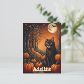 Moonlight Pompoen Patch Gepersonaliseerde Hallowee Briefkaart (Staand voorkant)