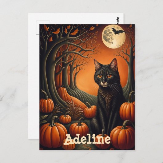 Moonlight Pompoen Patch Gepersonaliseerde Hallowee Briefkaart (Voorkant / Achterkant)