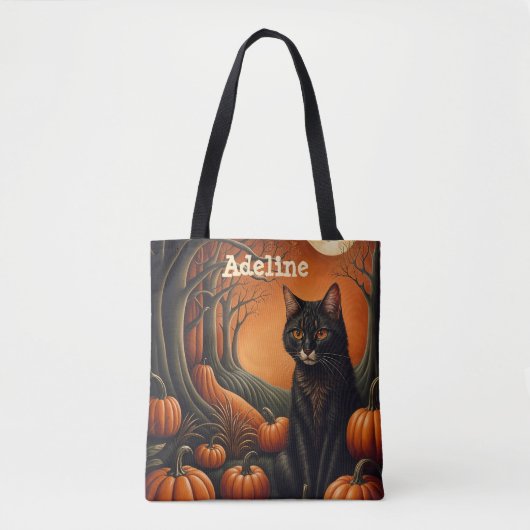 Moonlight Pompoen Patch Gepersonaliseerde Hallowee Tote Bag (Voorkant)
