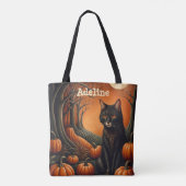 Moonlight Pompoen Patch Gepersonaliseerde Hallowee Tote Bag (Achterkant)