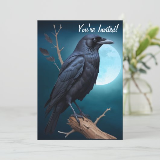 Moonlight Raven Halloween Kaart (Staand voorkant)