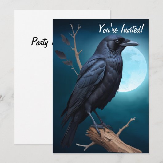 Moonlight Raven Halloween Kaart (Voorkant / Achterkant)