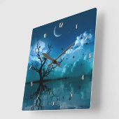 Moonlight reflecteert Schilderachtig nachtklok Vierkante Klok (Hoek)