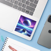 Moonlight Ride Sticker (Laptop met iPhone)