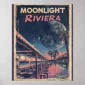 Moonlight Riviera Maangestuurde Fantasie Zeekant Poster (Voorkant)