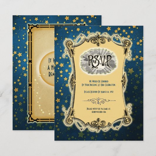 Moonlight Romance bruiloft RSVP Kaart (Voorkant / Achterkant)