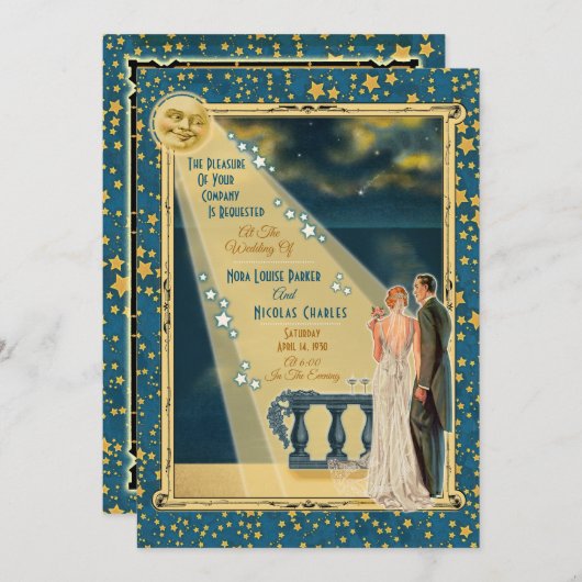 Moonlight Romance bruiloft uitnodigingen 2 - Redhe (Voorkant / Achterkant)