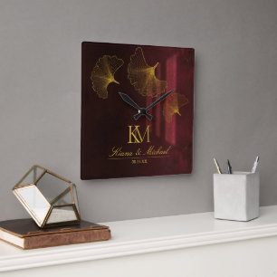 Moonlight Romance Burgundy ID881 Vierkante Klok