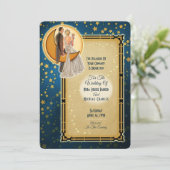 Moonlight Romance huwelijksuitnodiging - Blonde Kaart (Staand voorkant)