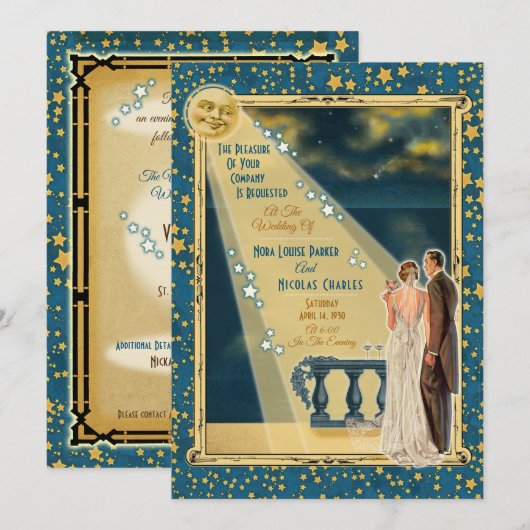 Moonlight Romance Trouw Uitnodigingen 2 - Bruinhar (Voorkant / Achterkant)