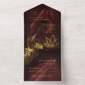 Moonlight Romance Wedding Burgundy ID881 All In One Uitnodiging (Binnen)