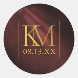 Moonlight Romance Wedding Burgundy ID881 Ronde Sticker