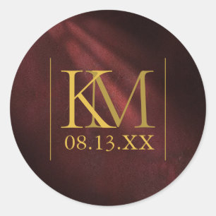 Moonlight Romance Wedding Burgundy ID881 Ronde Sticker