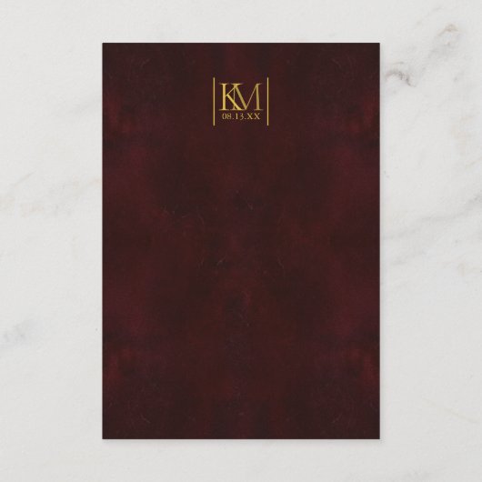 Moonlight Romance Wedding Details Burgundy ID881 Informatiekaartje (Achterkant)