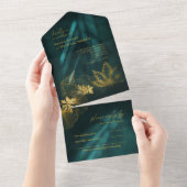 Moonlight Romance Wedding Emerald Green ID881 All In One Uitnodiging (Afscheurbaar)