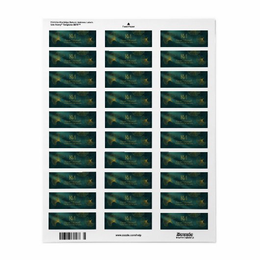 Moonlight Romance Wedding Emerald Green ID881 Etiket (Full Sheet)