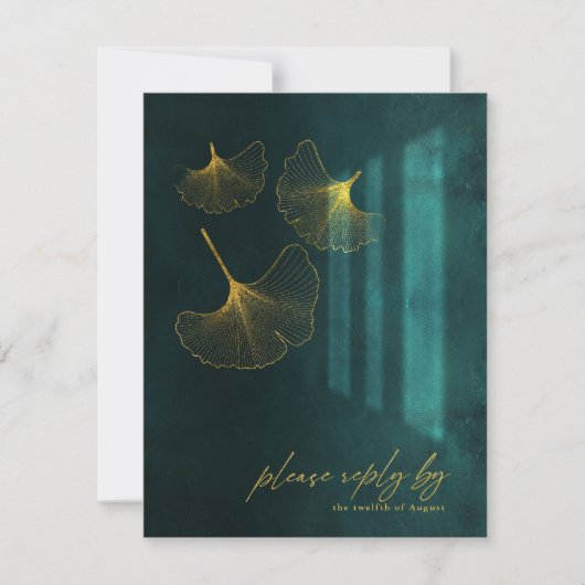 Moonlight Romance Wedding Emerald Green ID881 RSVP Kaartje (Voorkant)