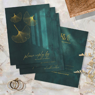 Moonlight Romance Wedding Emerald Green ID881 RSVP Kaartje