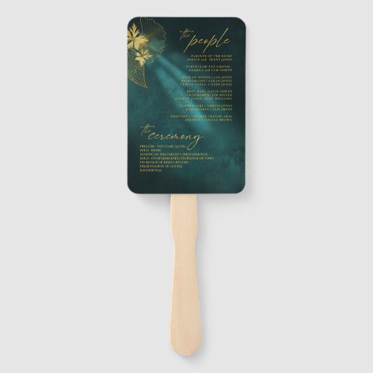 Moonlight Romance Wedding Program Emerald Gr ID881 Handwaaier (Achterkant)