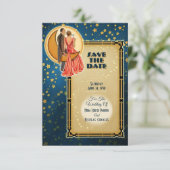 Moonlight Romance Wedding Save The Date - Brunette Kaart (Staand voorkant)