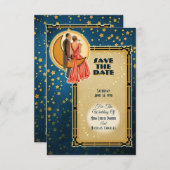 Moonlight Romance Wedding Save The Date - Brunette Kaart (Voorkant / Achterkant)