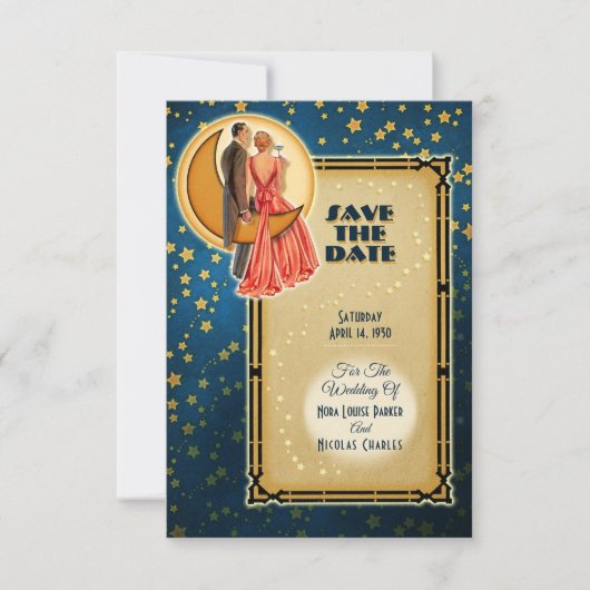 Moonlight Romance Wedding Save The Date - Redhead Kaart (Voorkant)