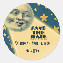 Moonlight Romance Wedding - Save the Date Ronde Sticker