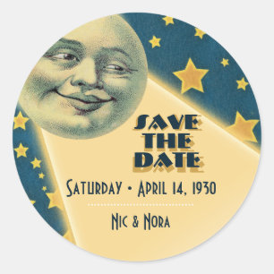 Moonlight Romance Wedding - Save the Date Ronde Sticker