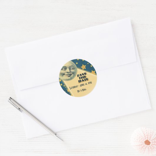 Moonlight Romance Wedding - Save the Date Ronde Sticker (Envelop)