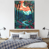 Moonlight Rosewood Trail Canvas Afdruk (Insitu (Slaapkamer))