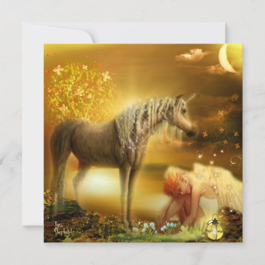 Moonlight Sad Fantasy Fairy Girl en Unicorn (Voorkant)