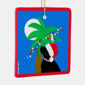 Moonlight Santa Black Dog Trimming Palm Tree Keramisch Ornament (Rechts)