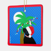 Moonlight Santa Black Dog Trimming Palm Tree Keramisch Ornament (Links)